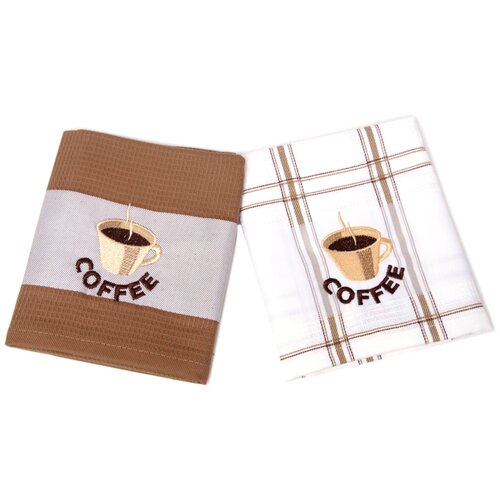 фото Tana home collection кухонное полотенце kofe цвет: белый, коричневый (45х70 см - 2 шт) br42060