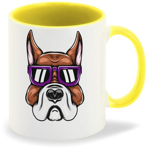 Кружка желтая CoolPodarok Животные Собака в очках