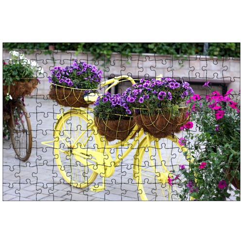 фото Магнитный пазл 27x18см."велосипед, цветочный велосипед, чудо- сад в дубае" на холодильник lotsprints