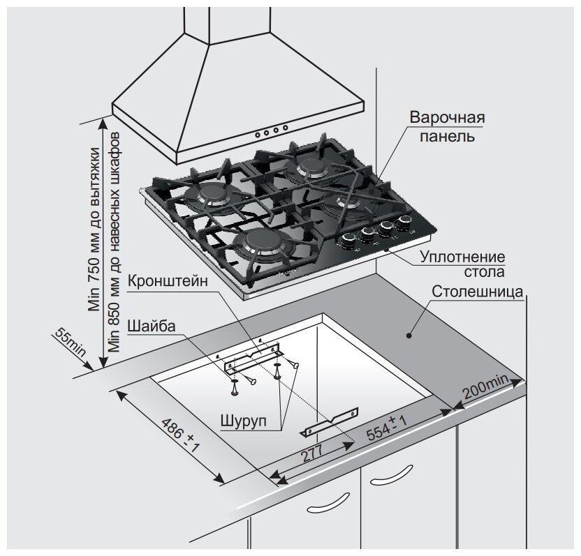 Газовая варочная поверхность PBG 2232-01 K48 14821001 GEFEST - фотография № 2