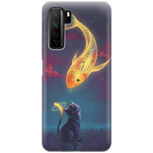 фото Re:pa накладка transparent для huawei nova 7 se / honor 30s с принтом "кот и рыбка"