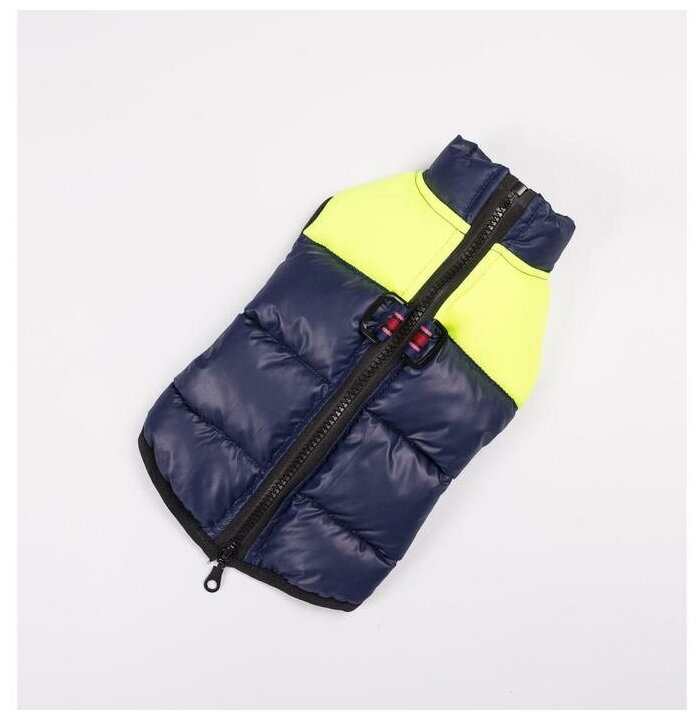 Куртка для собак на молнии, размер 14 (ДС 32 см, ОГ 42 см, ОШ 31 см), синяя с жёлтым - фотография № 1