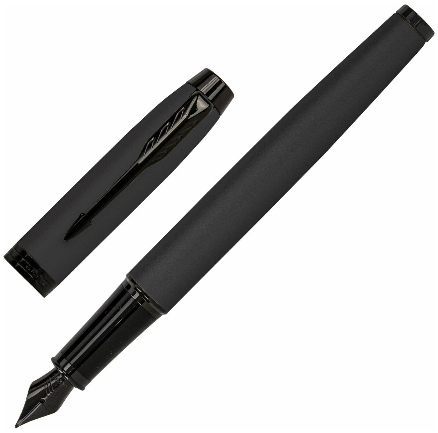 Ручка перьевая PARKER "IM Achromatic Black BT", корпус черный матовый, нержавеющая сталь, синяя, 2127741