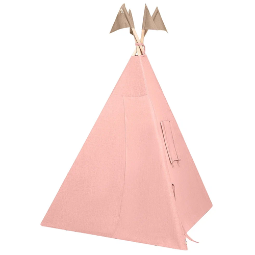 фото Палатка vamvigvam вигвам для детей из льна с контрастными шторками (стандартный), розовый