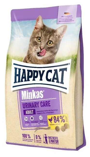 HAPPY CAT 10кг Корм сух Эдалт Минкас Уринари с птицей