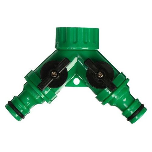 Распределитель Greengo 2-канальный, внутренняя резьба 3/4 19 мм, быстросъемное соединение (151007) распределитель 2 канальный внутренняя резьба 1 25 мм пластик gardena