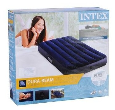 Надувной матрас INTEX Classic Downy Твин, синий, 99x191x25 см