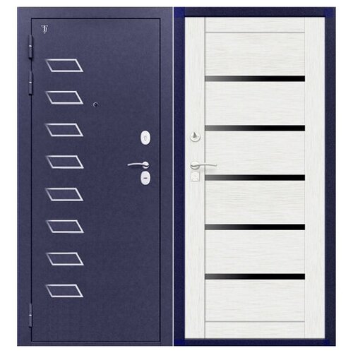 Входная дверь ТС-001.4 960х2050 Левая Синий/Вена/Белый Кипарис/Ромб Декоративный накладки
