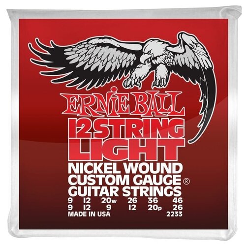 Струны для электрогитары Ernie Ball 2233 струны для 12 струнной ernie ball 2233 nickel wound light 9 46 электрогитары