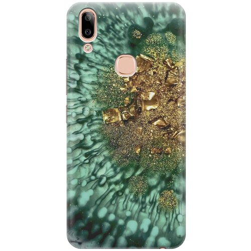 фото Силиконовый чехол на vivo y85 / v9 / виво у85 / в9 с принтом "золото и изумрудные краски gosso