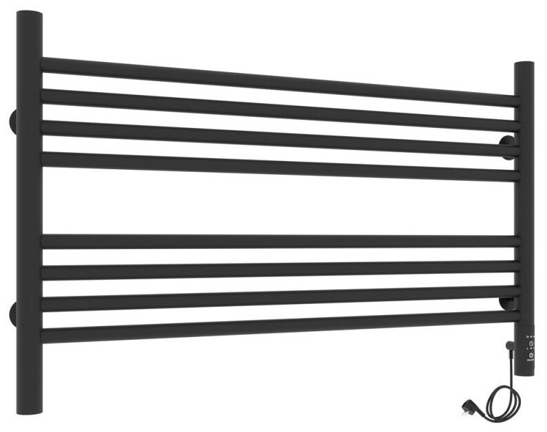 Полотенцесушитель электрический LARIS Оливия ЧКЧ П8 800х500 черный матовый муар правое подключение форма лесенка