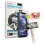 Защитная противоударная бронепленка с черной рамкой для iPhone 12 Mini X-ONE Armorvisor 7H Coverage 4-го поколения с фильтрацией УФ излучения - изображение