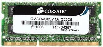 Оперативная память Corsair ValueSelect 4 ГБ DDR3 1333 МГц SODIMM CL9 CMSO4GX3M1A1333C9