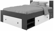 Двуспальная кровать Beneli линз, с ящиком для белья, Черный/Белый, 145х203.5 см, 1 шт.