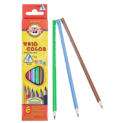 KOH-I-NOOR Карандаши цветные TRIOCOLOR 6 цветов, 3131006004KSRU, 6 шт.