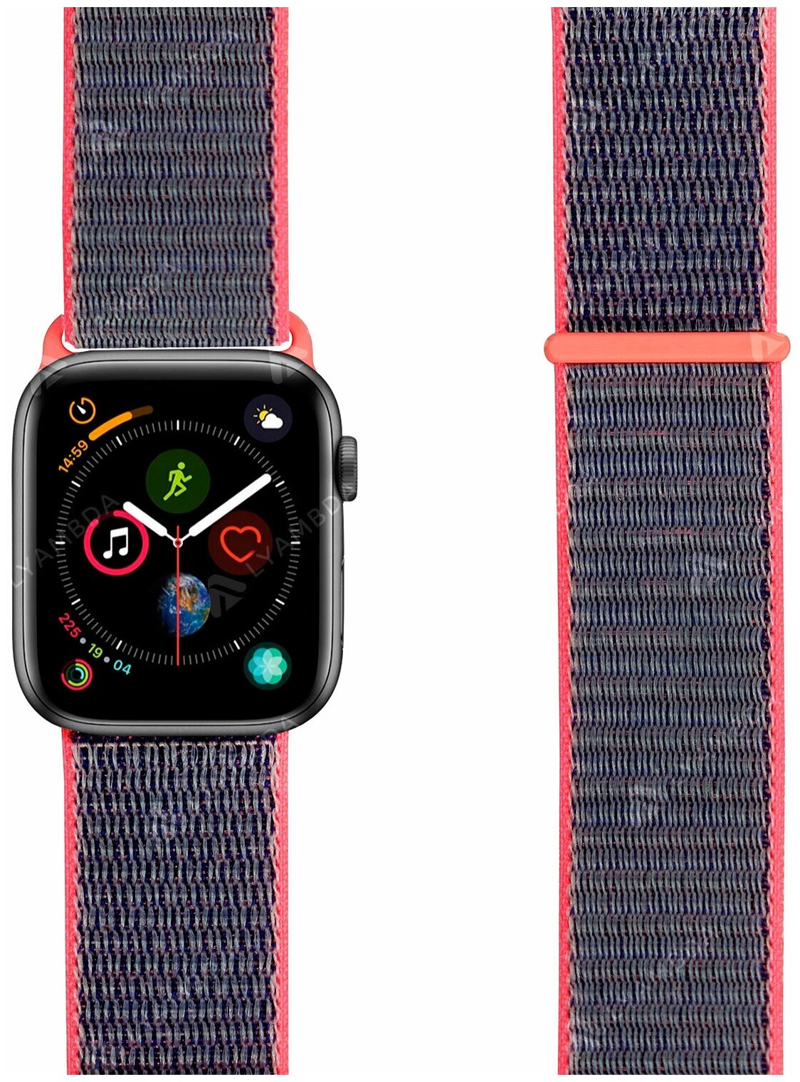 Ремешок Lyambda Vega для Apple Watch Series 3/4/5 серый/розовый (DS-GN-02-40-3) Noname - фото №8