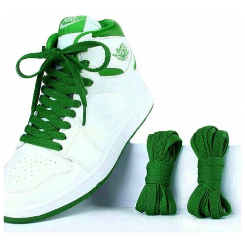 Шнурки для обуви плоские, темно-зеленые 100 см, толщина 8 мм - 2 пары