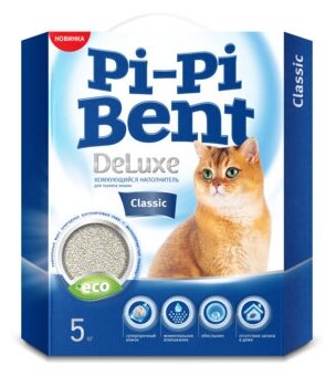 Pi-Pi-Bent Комкующийся наполнитель Делюкс Классик (коробка) | DeLuxe Classic 5 кг 25386 (2 шт)