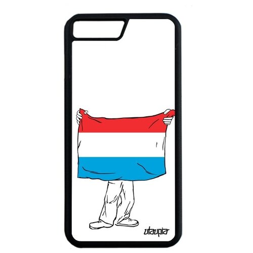 фото Красивый чехол на телефон // apple iphone 8 plus // "флаг люксембурга с руками" стиль страна, utaupia, белый