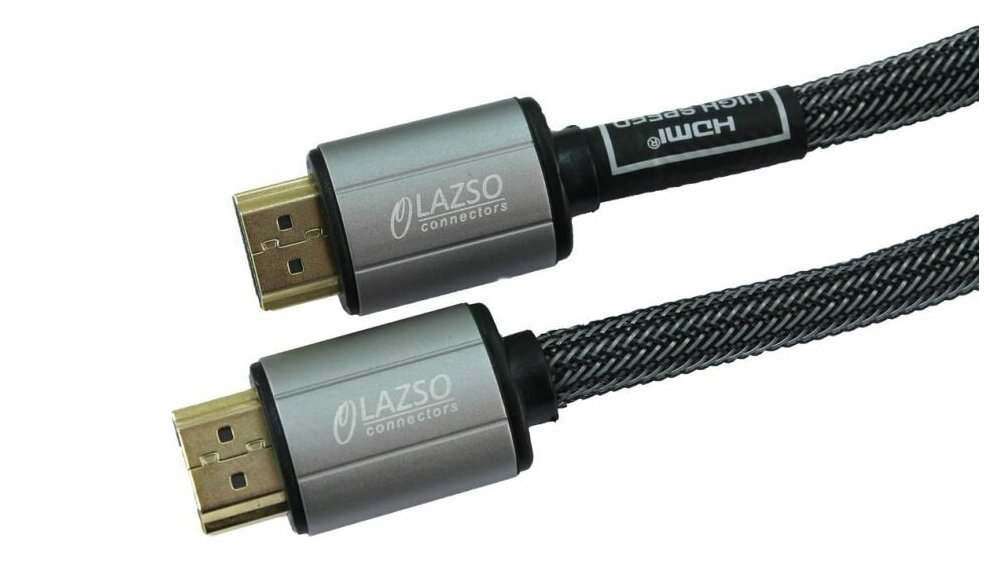 Кабель видео LAZSO WH-111-B, HDMI (m) - HDMI (m) , ver 2.0, 1м, GOLD черный Noname - фото №1