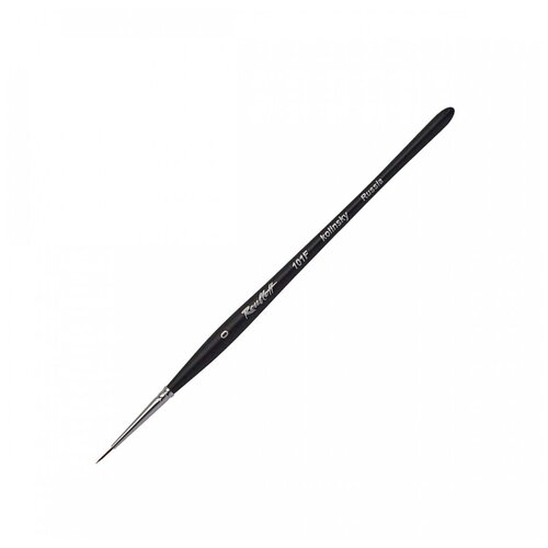 Roubloff Кисть колонок круглая, короткая черная, матовая, фигурная ручка 101F №0, для акварели