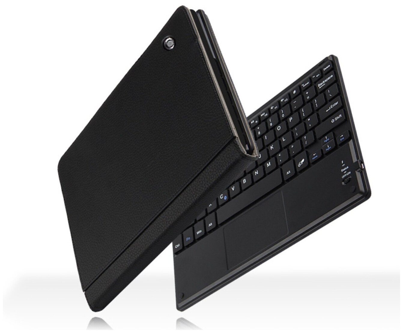 Чехол-клавиатура MyPads для Lenovo Tab M10 + Plus TB-X606F/M съёмная беспроводная Bluetooth-клавиатура черная кожаная + гарантия + русские буквы