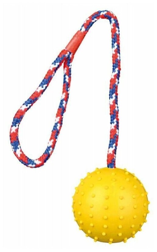 Trixie Мяч на веревке метательная игрушка для собак резина цветной 100x5 см