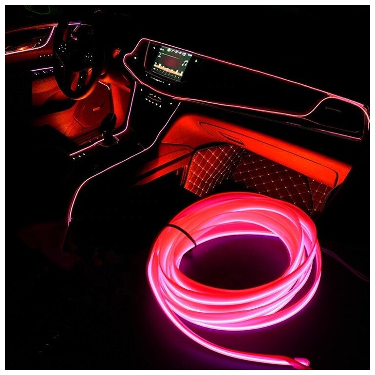 Светодиодная лента SmartElectronics 3м,12В,120 LED/m Неоновая лента в авто,машину,автомобиль/Розовый - фотография № 5