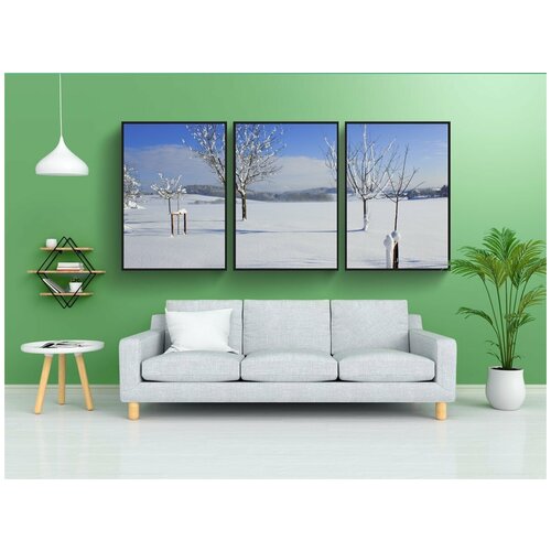 фото Набор модулных постеров для интерьера "зима, пейзаж, дерево" 60x90 см. в тубусе, без рамки lotsprints