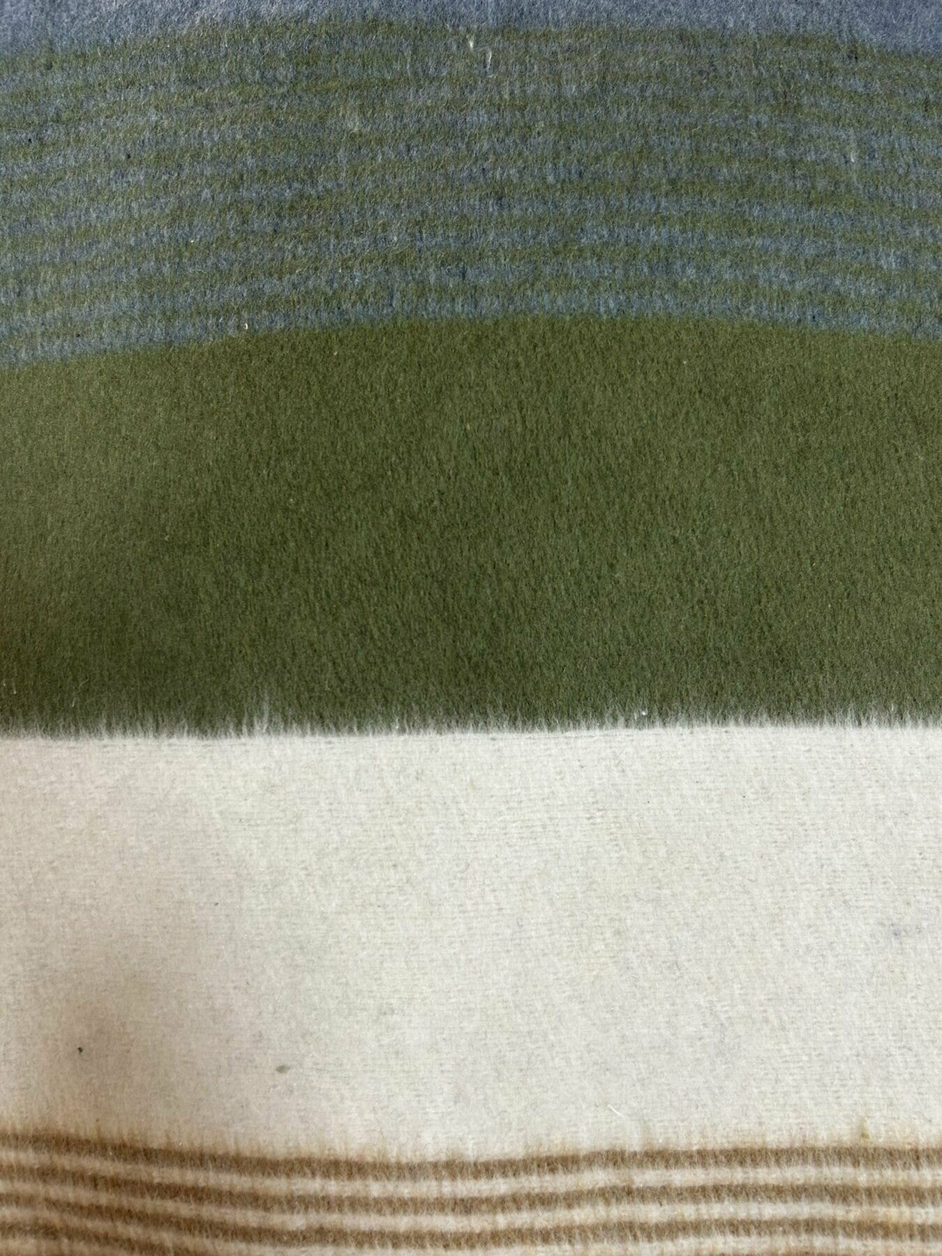 Одеяло байковое хлопок жаккард Полоска бежево-зеленая в канте 170х205 см - фотография № 8