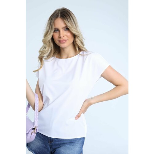 фото Блуза awesome apparel, классический стиль, свободный силуэт, короткий рукав, размер 54, белый