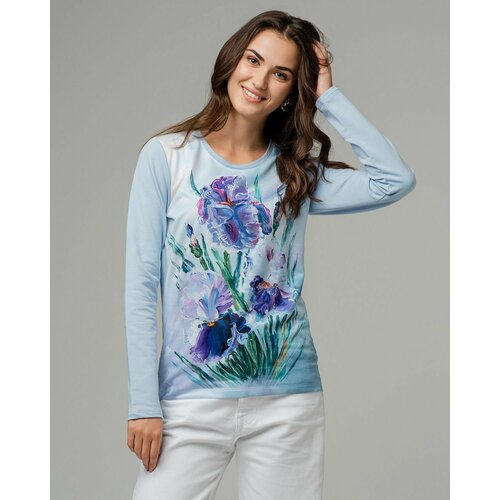 фото Лонгслив sahar, размер 48, голубой, зеленый, фиолетовый