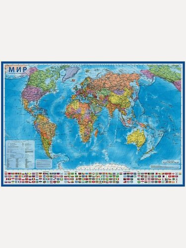 Изображение товара Карта "Мир" политическая, 1:15,5млн, 1990x1340мм, интерактивная, с ламинацией, европодвес