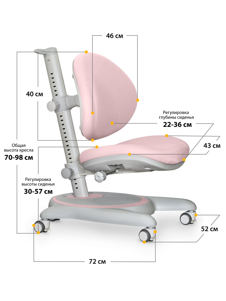 Кресло детское компьютерное ортопедическое Ortoback Pink (арт. Y-508 KP) для обычных и растущих парт + чехол на сиденье