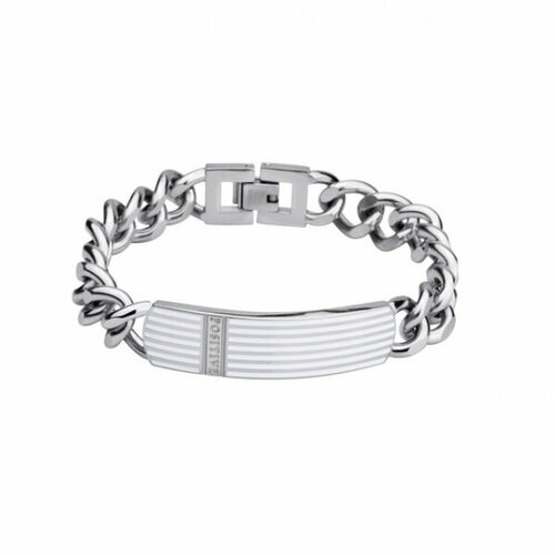hand around стальная крупная цепь плетения колос Браслет-цепочка PARURE, эмаль, размер 23 см, серебристый, серый