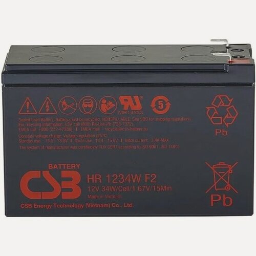 Изображение товара Аккумуляторная батарея для ИБП Csb HR1234W F2 12V/9Ah