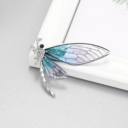 Брошь, стразы, серебряный, фиолетовый