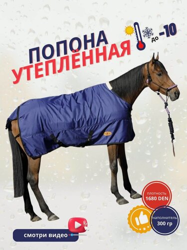 Изображение товара Sweethorse / Попона для лошади утеплённая, синяя, размер 135