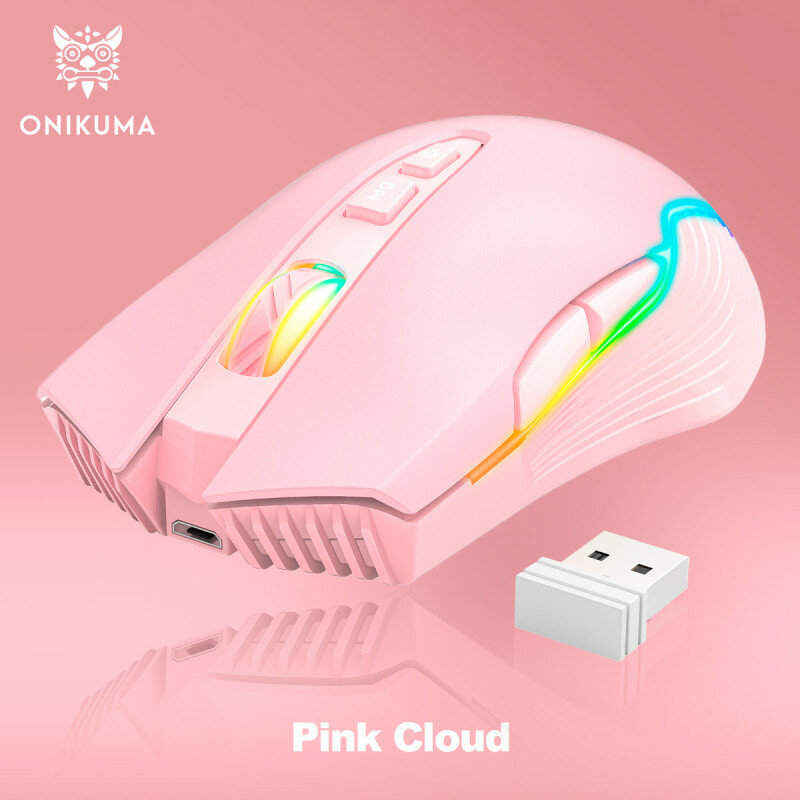 Беспроводная игровая мышь Onikuma Pink Cloud CW905-P розовая