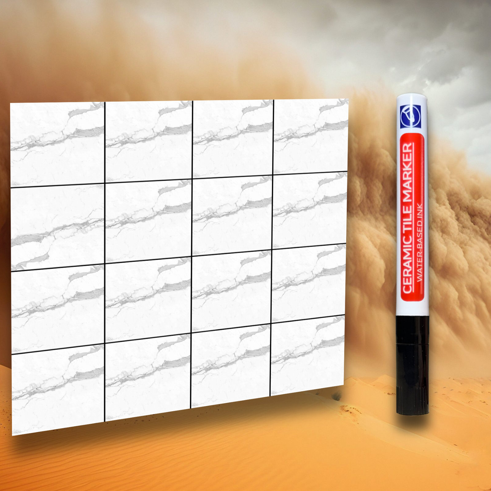 Премиальный маркер для покраски затирочных швов (кафель/керамогранит), V2.0, Черный (Black)