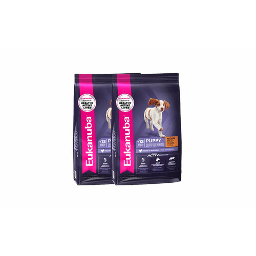 Eukanuba Сухой корм Для щенков средних пород с курицей 3 кг х 2 шт.