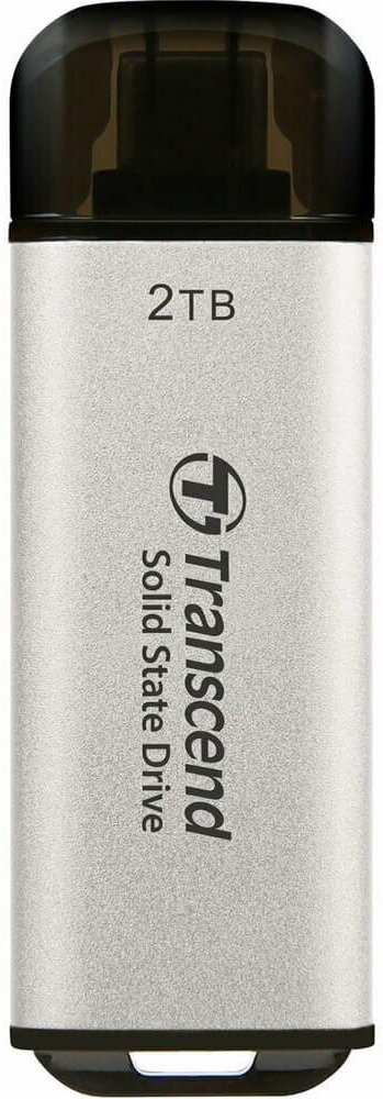 Внешний SSD USB 3.2 Gen 2 Type-C Transcend ESD300S 2TB 1050/950 MB/s серебряный - фото №3