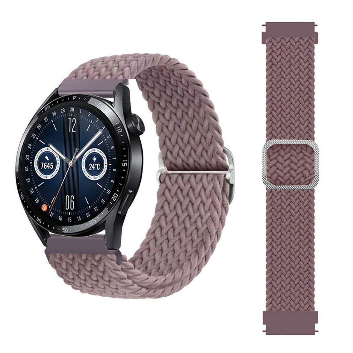 Ремешок плетеный для часов с креплением 20 мм Garmin, Samsung, Huawei, Honor, Xiaomi Amazfit, 35 дымчато-фиолетовый