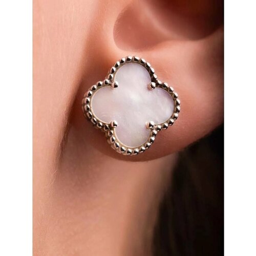 Серьги пусеты серебро, 925 проба, родирование, размер 12 мм, , серебристый