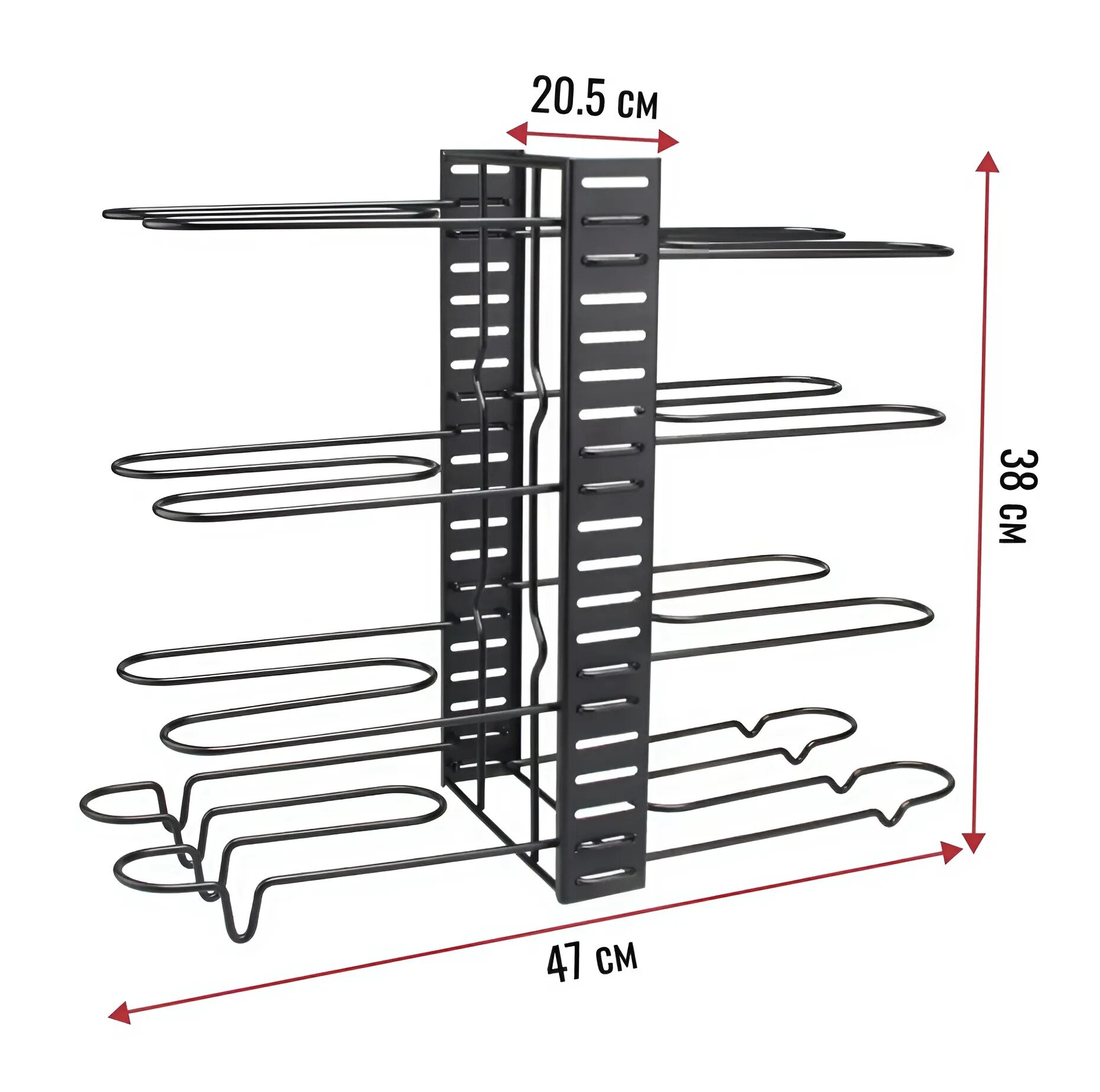 Подставка для крышек , кастрюль и сковородок , полка держатель для посуды 8 ярусов — фото 1