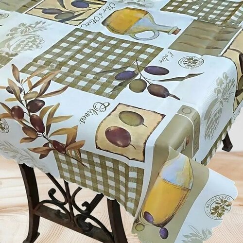 Скатерть на стол Laid Table 110x140, клеенка для кухни, тканевая основа, водоотталкивающая