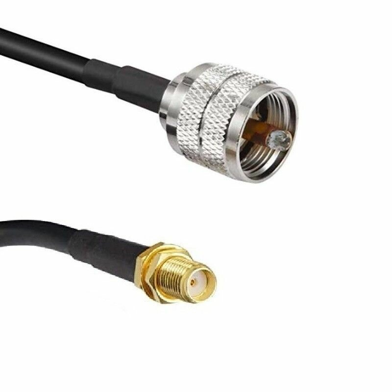 Кабельная сборка 50 Ом на RG-58 с разъемами UHF-male (PL259) - SMA-female, 12 метров