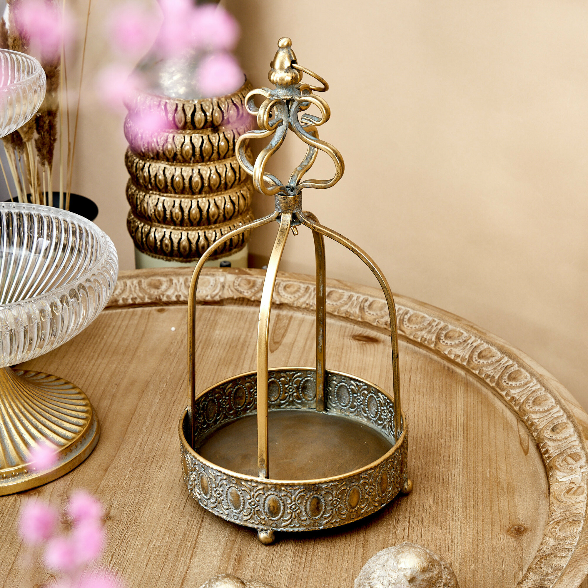 57-182 Блюдо интерьерное с ручкой 20х20х41см, Железо, Glasar