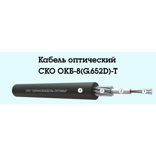Кабель оптический Сарансккабель Оптика ОКБ-8(G.652D)-Т, 8 волокон, с броней из стальной проволоки, для прокладки в грунт