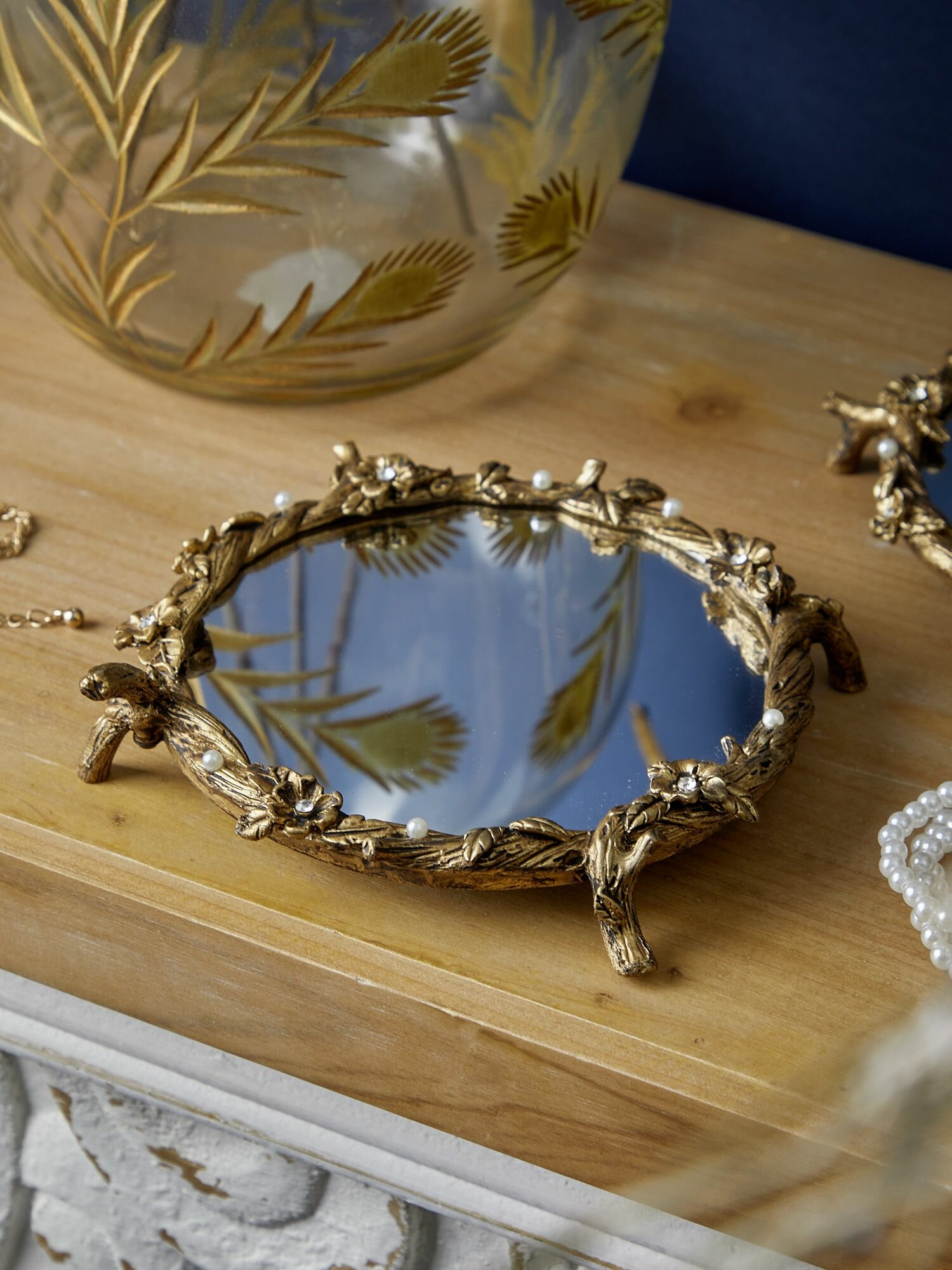 57 328 Блюдо для колец 13х13х2см  Металл  стекло  золотистый  Glasar